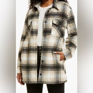 Thread & Supply Plaid Utility Jacket in Black and Cream
